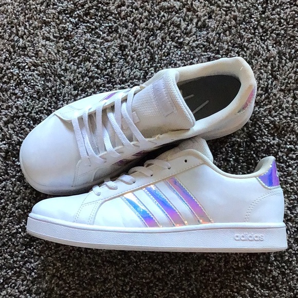 ADIDAS Grand Court Iridescent stripe women’s size 7 (kids size 5) - Picture 2 of 7